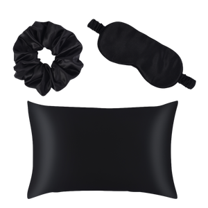 100% Mulberry Silk Pillowcase, Scrunchie & Eye Mask Set