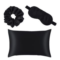 100% Mulberry Silk Pillowcase, Scrunchie & Eye Mask Set